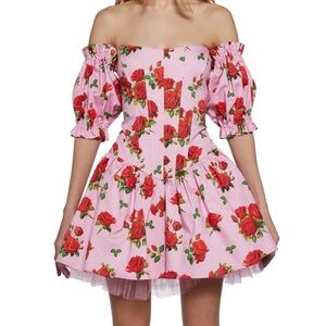 Dolls Kill Strapless Pink Floral Dress